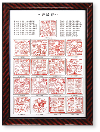 御陵印を全て押したものを額に入れたイメージ